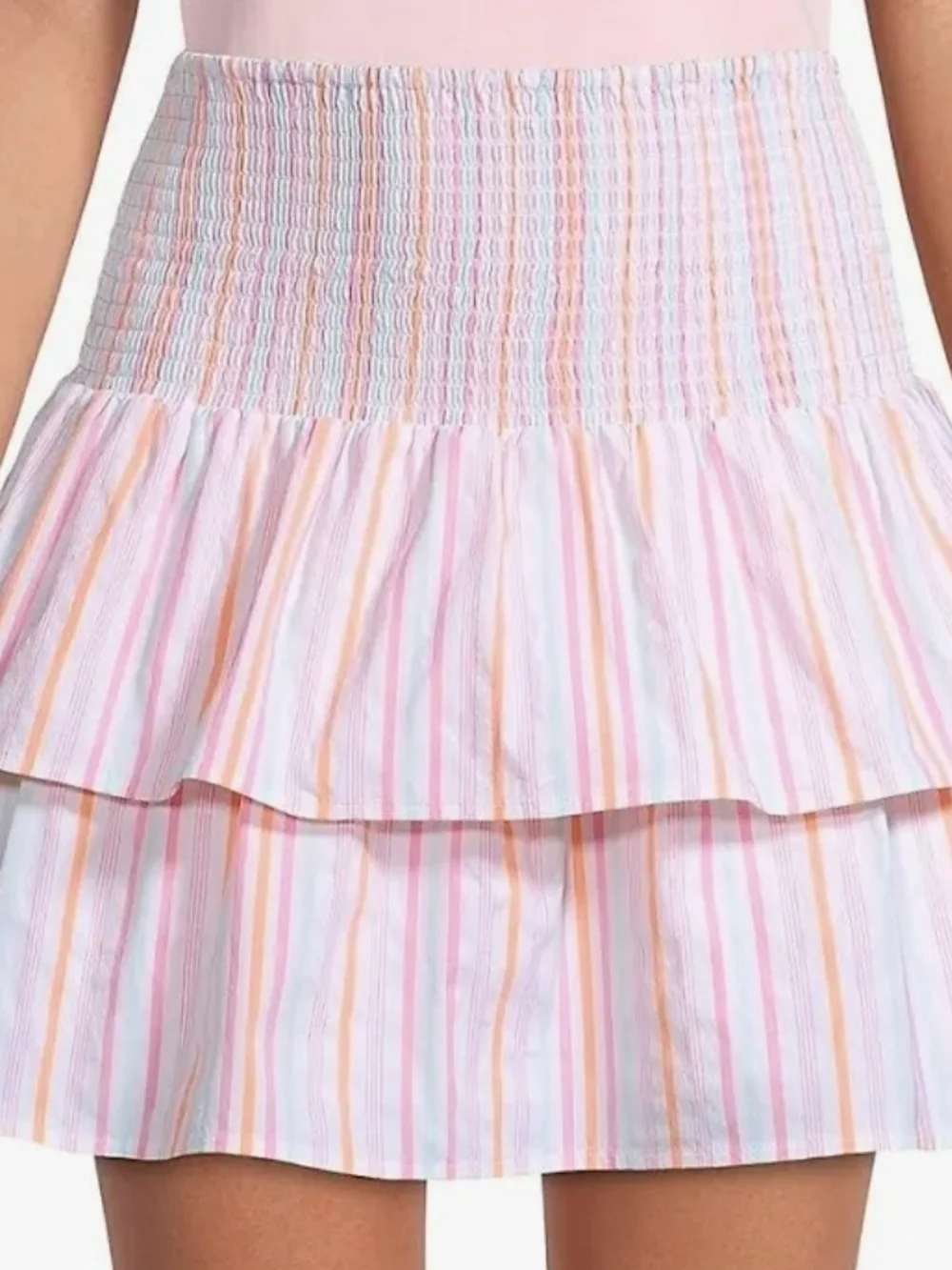 Vineyard Vines Pastel Stripe Smocked Tier Mini Skirt